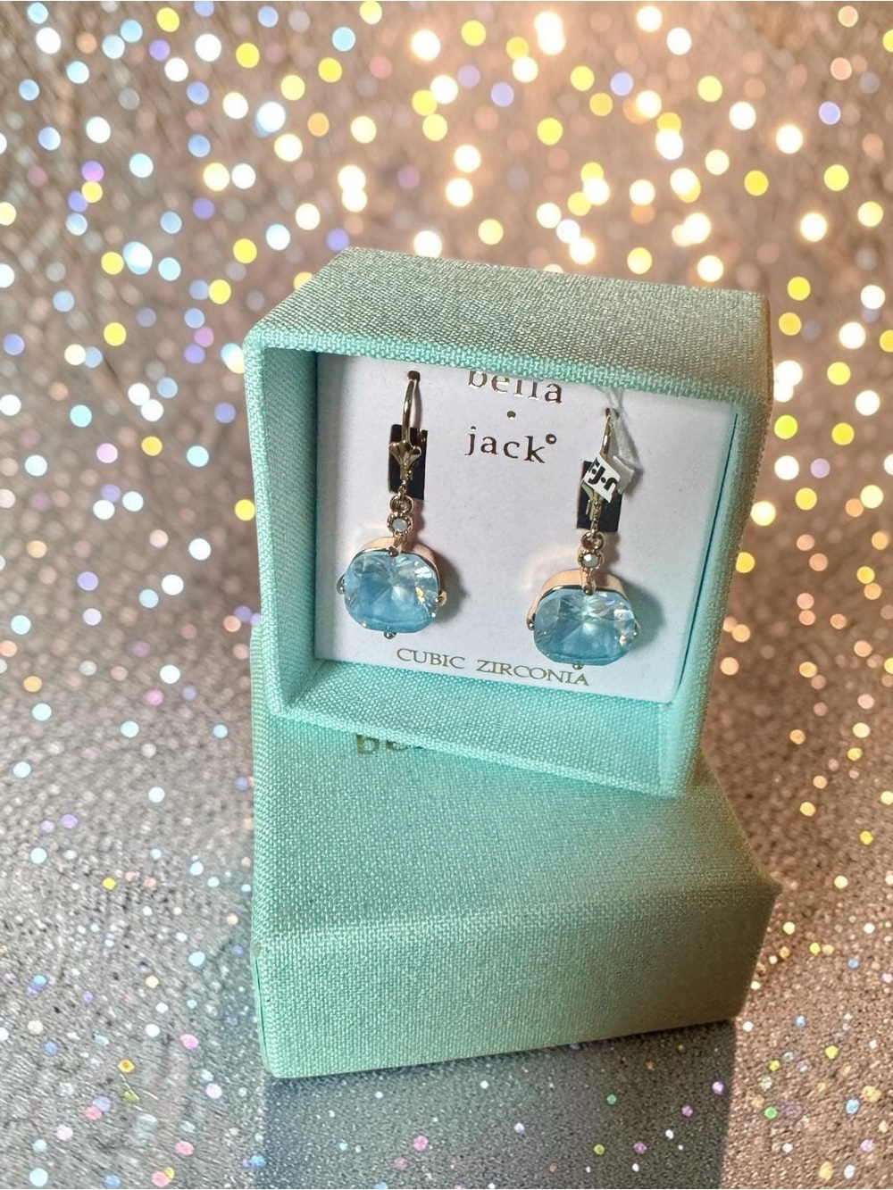 Aquamarine Blue Cubic Zirconia Drop Earrings